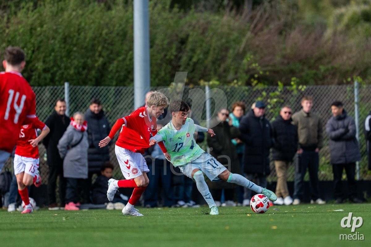 NYBORG, DENMARK - OCTOBER 25: X during the International Friendly TYT match between Denmark U16 and Switzerland U16 at Nyborg Stadium on October 25, 2026 in Nyborg, Denmark.
