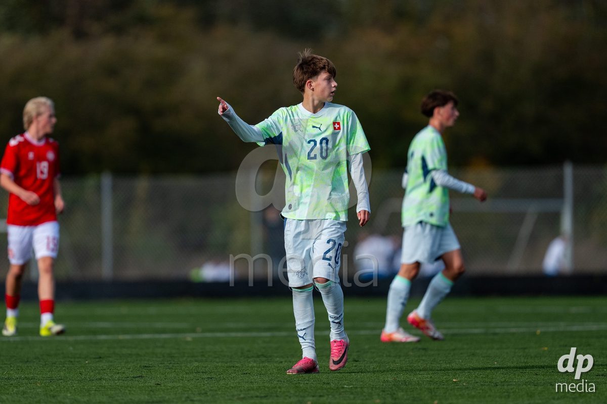 NYBORG, DENMARK - OCTOBER 25: X during the International Friendly TYT match between Denmark U16 and Switzerland U16 at Nyborg Stadium on October 25, 2026 in Nyborg, Denmark.