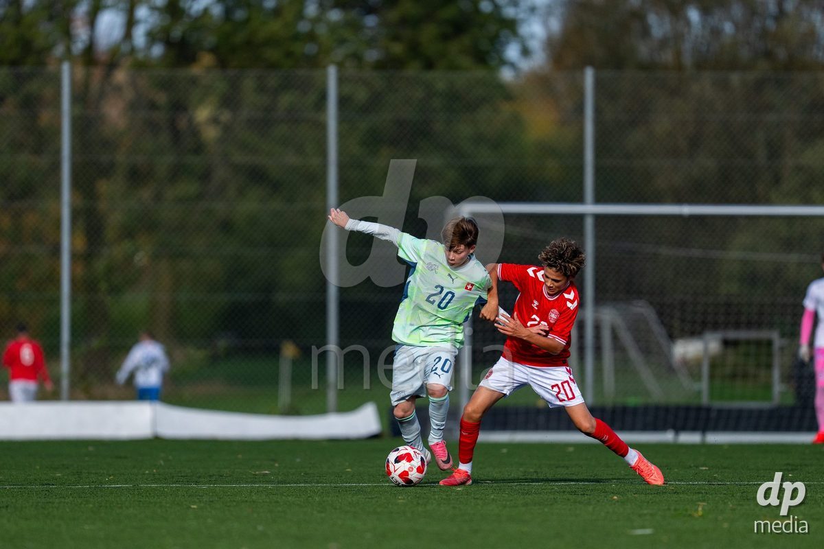 NYBORG, DENMARK - OCTOBER 25: X during the International Friendly TYT match between Denmark U16 and Switzerland U16 at Nyborg Stadium on October 25, 2026 in Nyborg, Denmark.