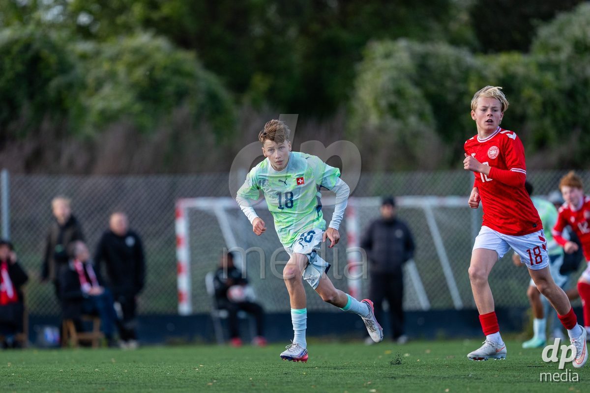 NYBORG, DENMARK - OCTOBER 25: X during the International Friendly TYT match between Denmark U16 and Switzerland U16 at Nyborg Stadium on October 25, 2026 in Nyborg, Denmark.