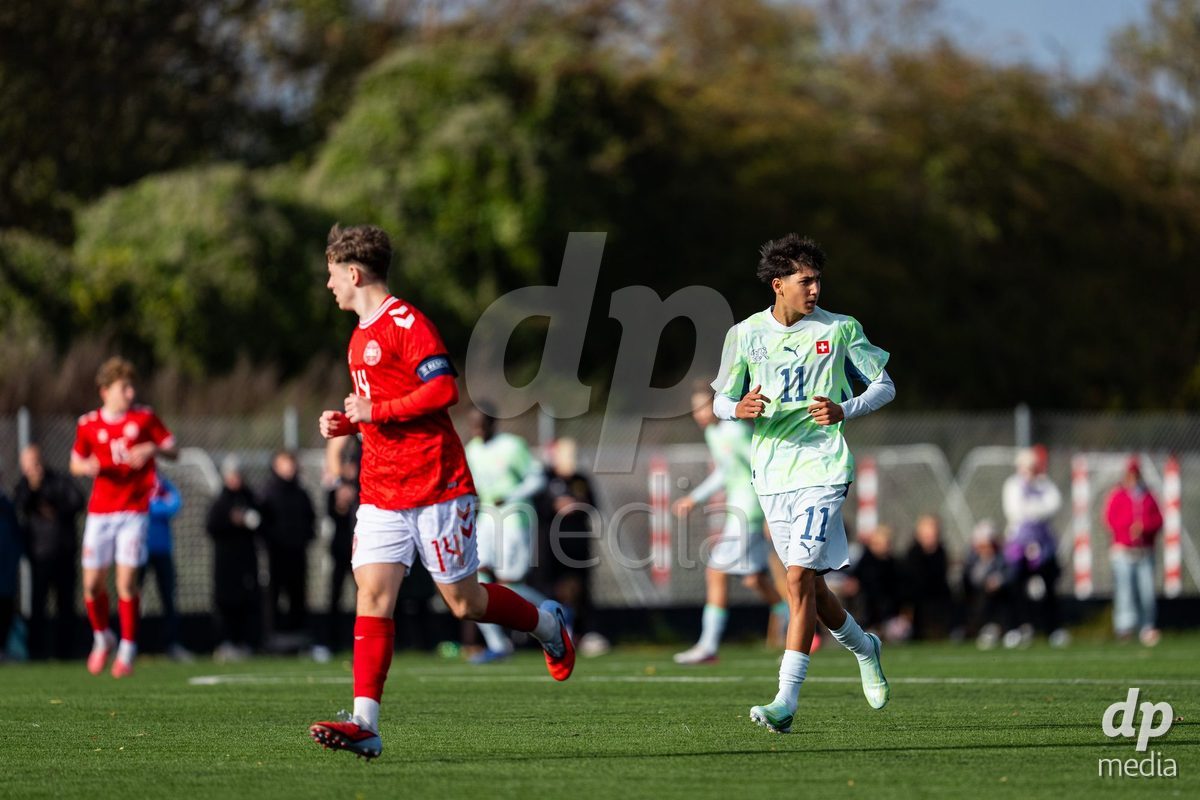 NYBORG, DENMARK - OCTOBER 25: X during the International Friendly TYT match between Denmark U16 and Switzerland U16 at Nyborg Stadium on October 25, 2026 in Nyborg, Denmark.