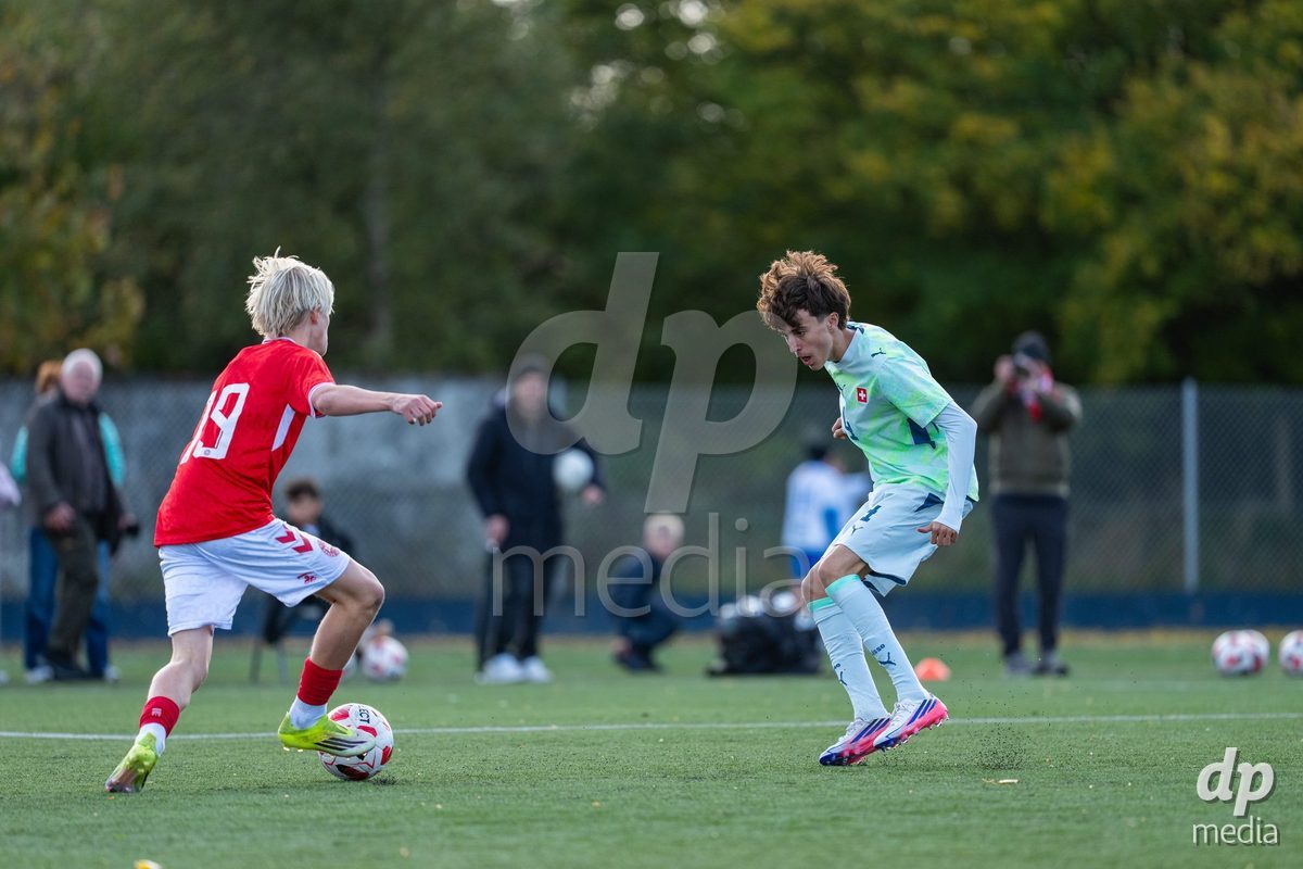 NYBORG, DENMARK - OCTOBER 25: X during the International Friendly TYT match between Denmark U16 and Switzerland U16 at Nyborg Stadium on October 25, 2026 in Nyborg, Denmark.