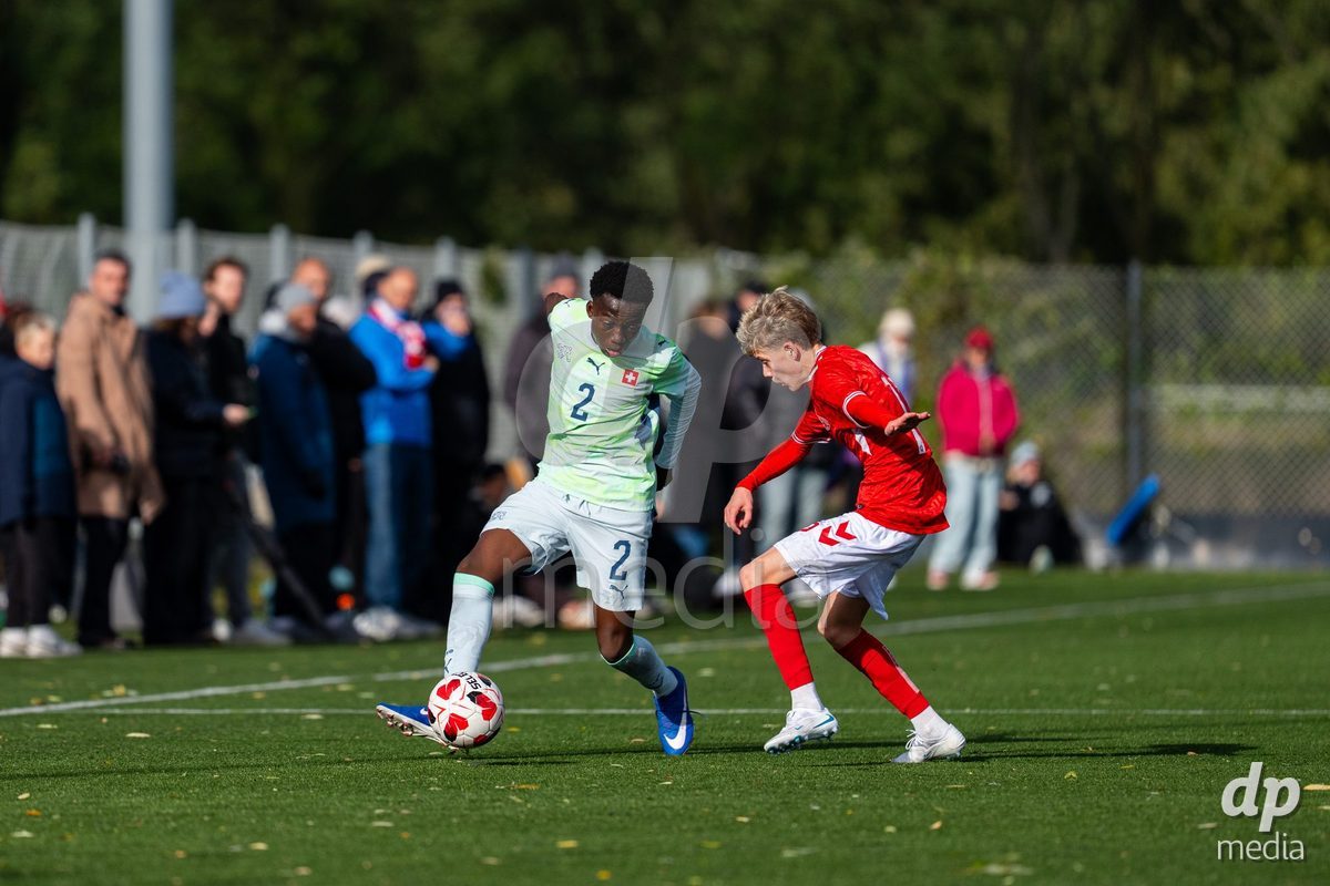 NYBORG, DENMARK - OCTOBER 25: X during the International Friendly TYT match between Denmark U16 and Switzerland U16 at Nyborg Stadium on October 25, 2026 in Nyborg, Denmark.