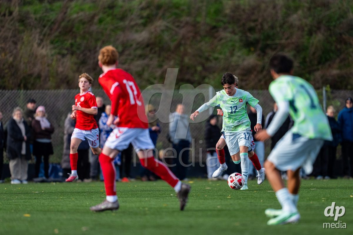 NYBORG, DENMARK - OCTOBER 25: X during the International Friendly TYT match between Denmark U16 and Switzerland U16 at Nyborg Stadium on October 25, 2026 in Nyborg, Denmark.