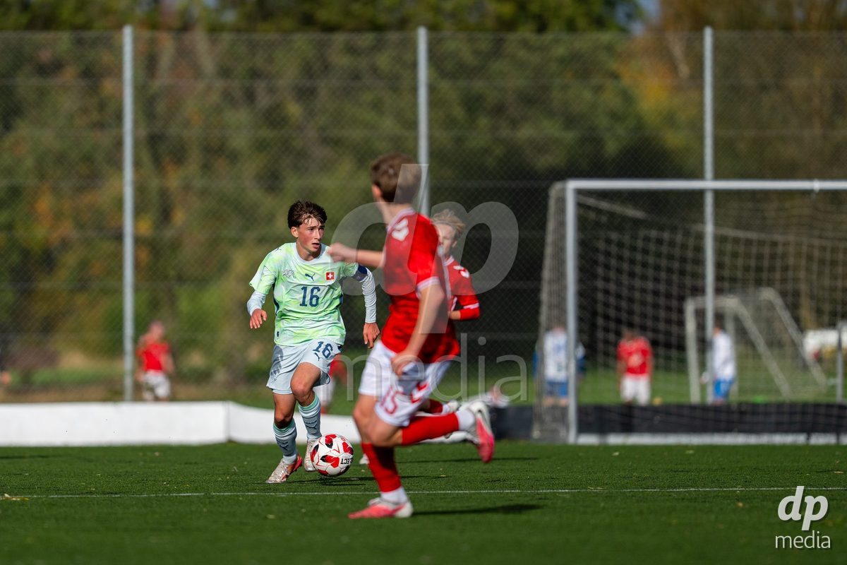NYBORG, DENMARK - OCTOBER 25: X during the International Friendly TYT match between Denmark U16 and Switzerland U16 at Nyborg Stadium on October 25, 2026 in Nyborg, Denmark.