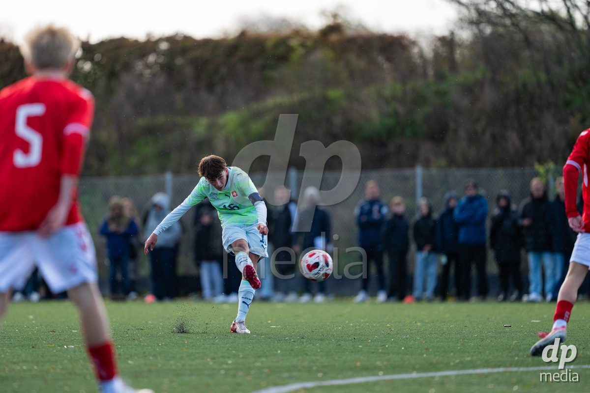 NYBORG, DENMARK - OCTOBER 25: X during the International Friendly TYT match between Denmark U16 and Switzerland U16 at Nyborg Stadium on October 25, 2026 in Nyborg, Denmark.