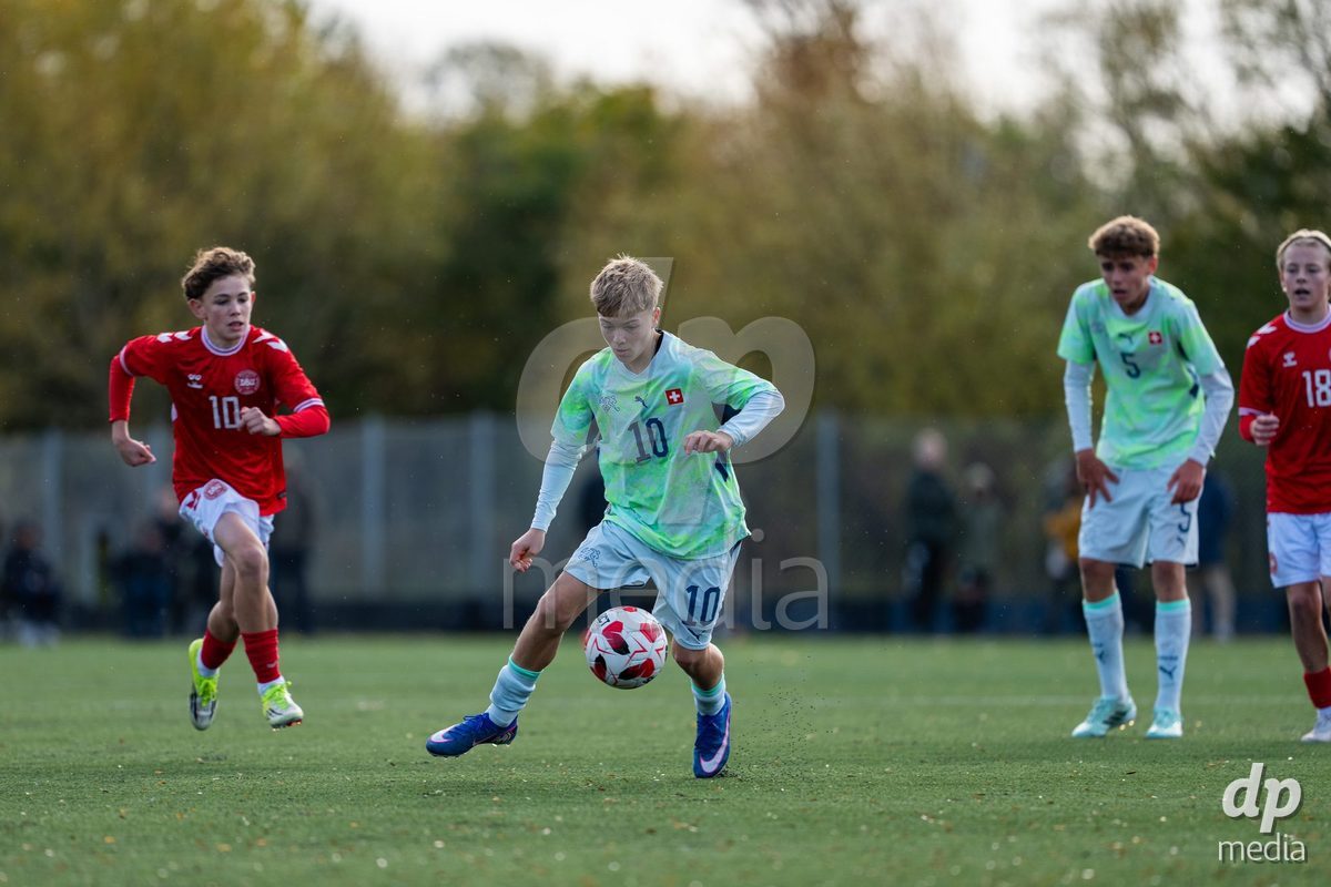 NYBORG, DENMARK - OCTOBER 25: X during the International Friendly TYT match between Denmark U16 and Switzerland U16 at Nyborg Stadium on October 25, 2026 in Nyborg, Denmark.