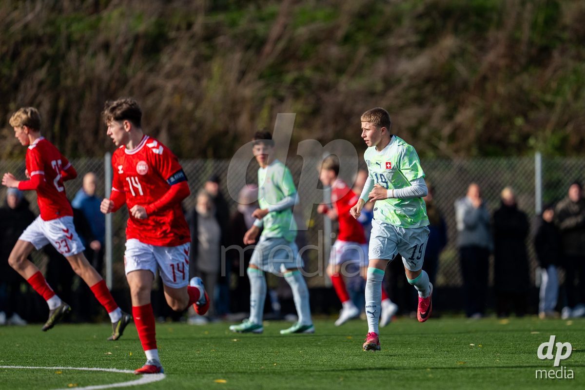 NYBORG, DENMARK - OCTOBER 25: X during the International Friendly TYT match between Denmark U16 and Switzerland U16 at Nyborg Stadium on October 25, 2026 in Nyborg, Denmark.