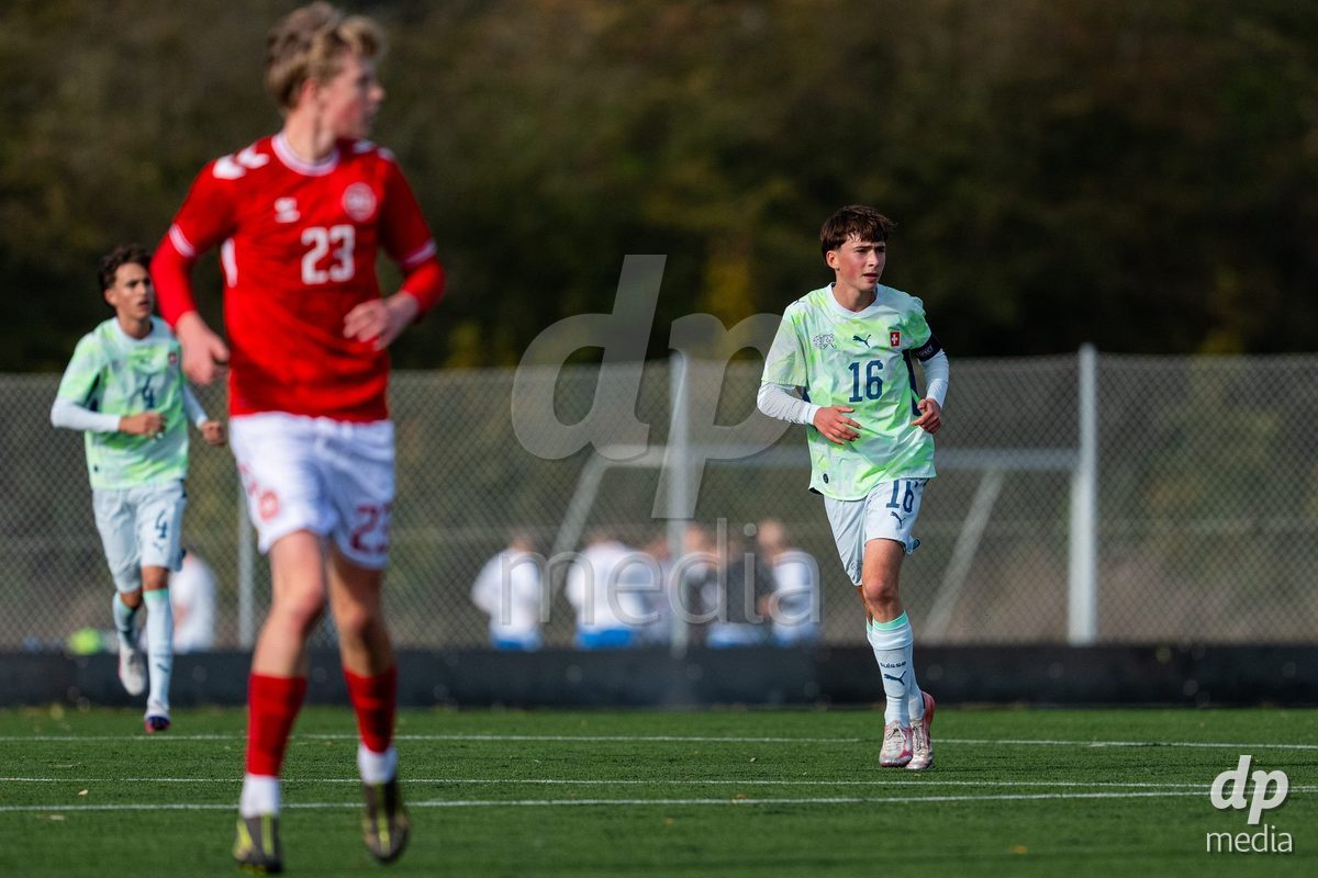 NYBORG, DENMARK - OCTOBER 25: X during the International Friendly TYT match between Denmark U16 and Switzerland U16 at Nyborg Stadium on October 25, 2026 in Nyborg, Denmark.