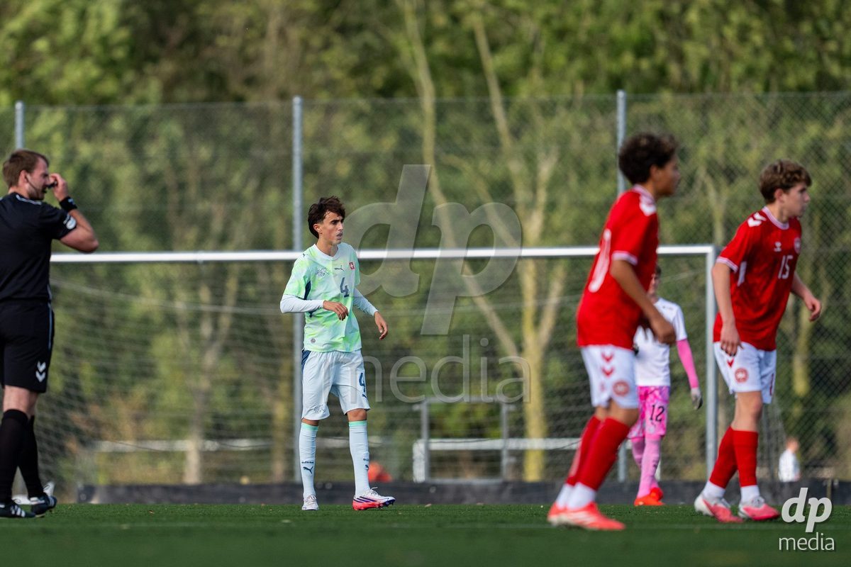 NYBORG, DENMARK - OCTOBER 25: X during the International Friendly TYT match between Denmark U16 and Switzerland U16 at Nyborg Stadium on October 25, 2026 in Nyborg, Denmark.