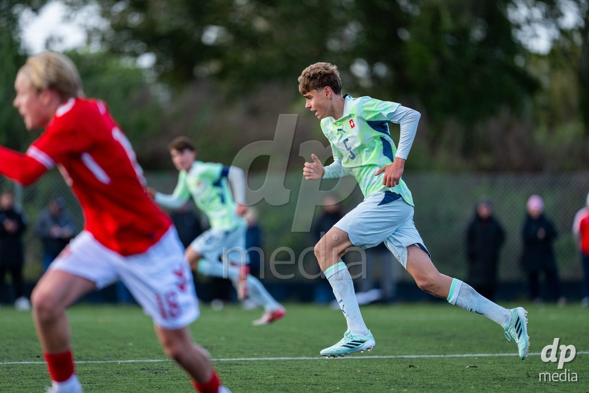 NYBORG, DENMARK - OCTOBER 25: X during the International Friendly TYT match between Denmark U16 and Switzerland U16 at Nyborg Stadium on October 25, 2026 in Nyborg, Denmark.