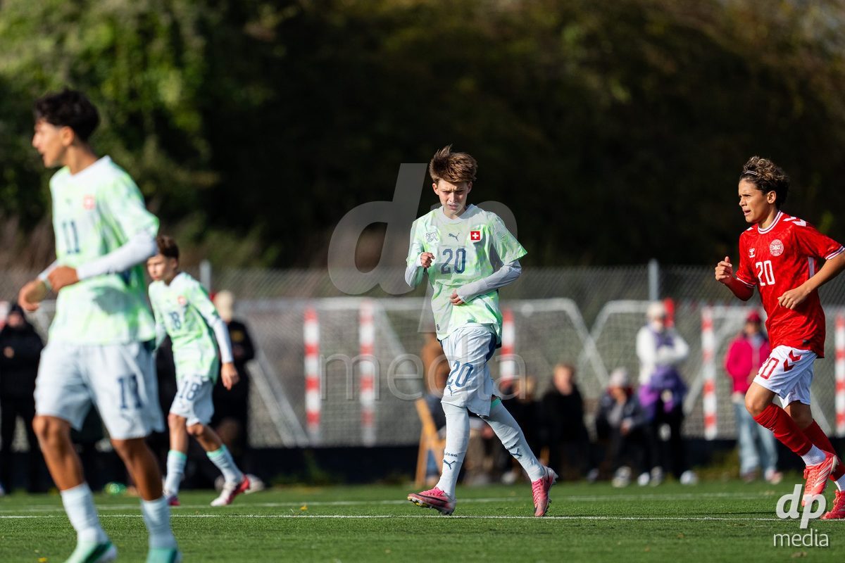 NYBORG, DENMARK - OCTOBER 25: X during the International Friendly TYT match between Denmark U16 and Switzerland U16 at Nyborg Stadium on October 25, 2026 in Nyborg, Denmark.