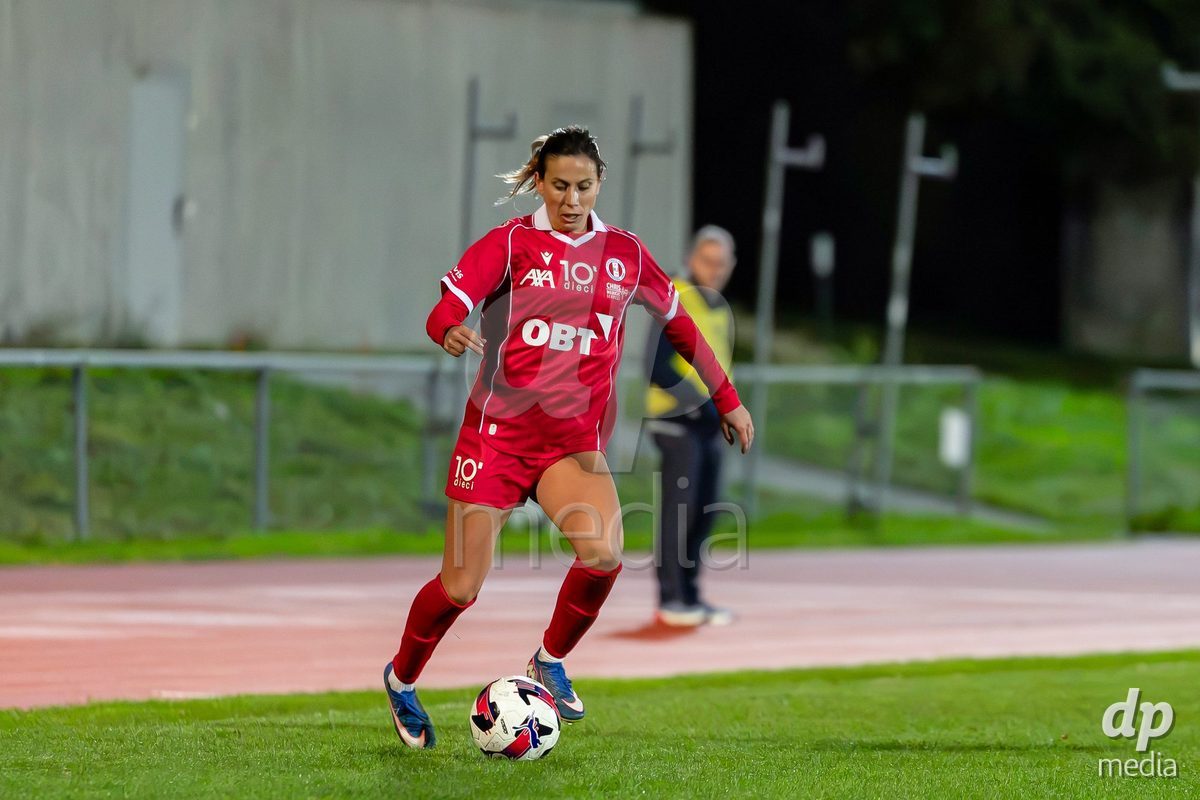 LUZERN, SWITZERLAND - OCTOBER 24: 7 Evdokia Dimitrova Popadinova of FC Rapperswil-Jona in action with the ball during the AXA Women's Cup match between FC Luzern and FC Rapperswil-Jona at Hubelmatt on October 24, 2026 in Luzern, Switzerland.