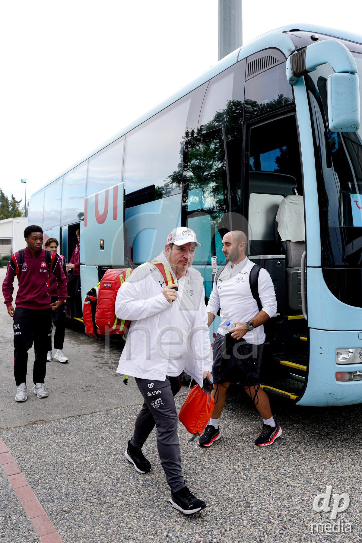 SIDE, TURKIYE - OCTOBER 28: Staff of Switzerland arrival prior to the International Friendly match between Switzerland and Turkiye at Emirhan Sport Complex on October 28, 2026 in Side, Turkiye.