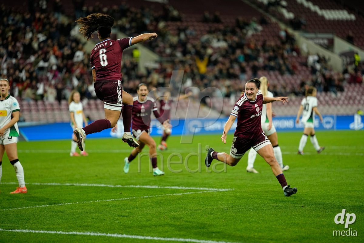 GENEVA, SWITZERLAND - OCTOBER 28: Paola Hernandez of Servette FC Chenois Feminin celebrates her goal after scoring the first goal of Servette FC Chenois Feminin during the UEFA Women's Champions League match between Servette FC Chenois Feminin and OH Leuven at Stade de Geneve on October 28, 2026 in Geneva, Switzerland.