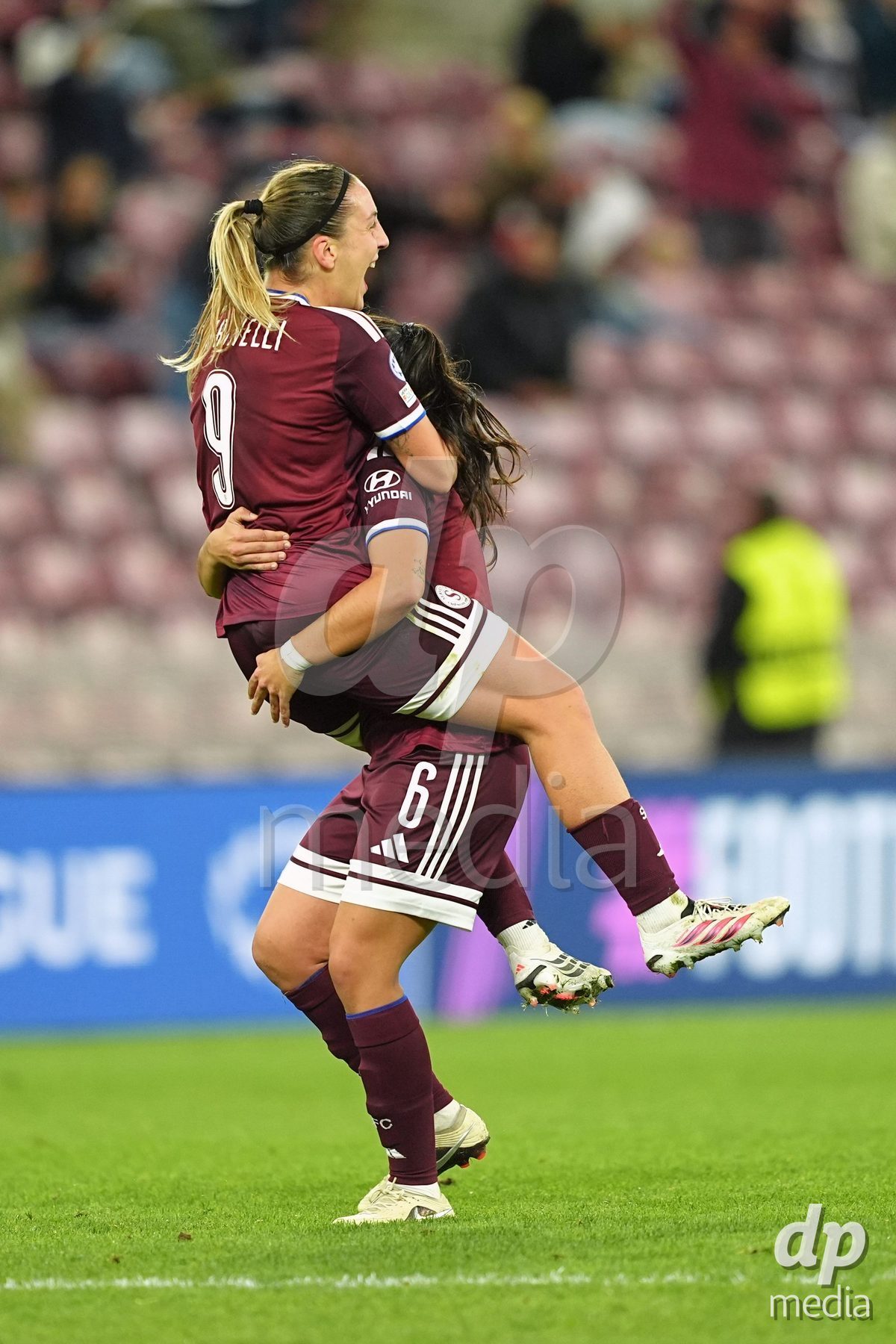 GENEVA, SWITZERLAND - OCTOBER 28: Gloria Marinelli of Servette FC Chenois Feminin celebrates her goal after scoring the third goal for Servette FC Chenois Feminin during the UEFA Women's Champions League match between Servette FC Chenois Feminin and OH Leuven at Stade de Geneve on October 28, 2026 in Geneva, Switzerland.