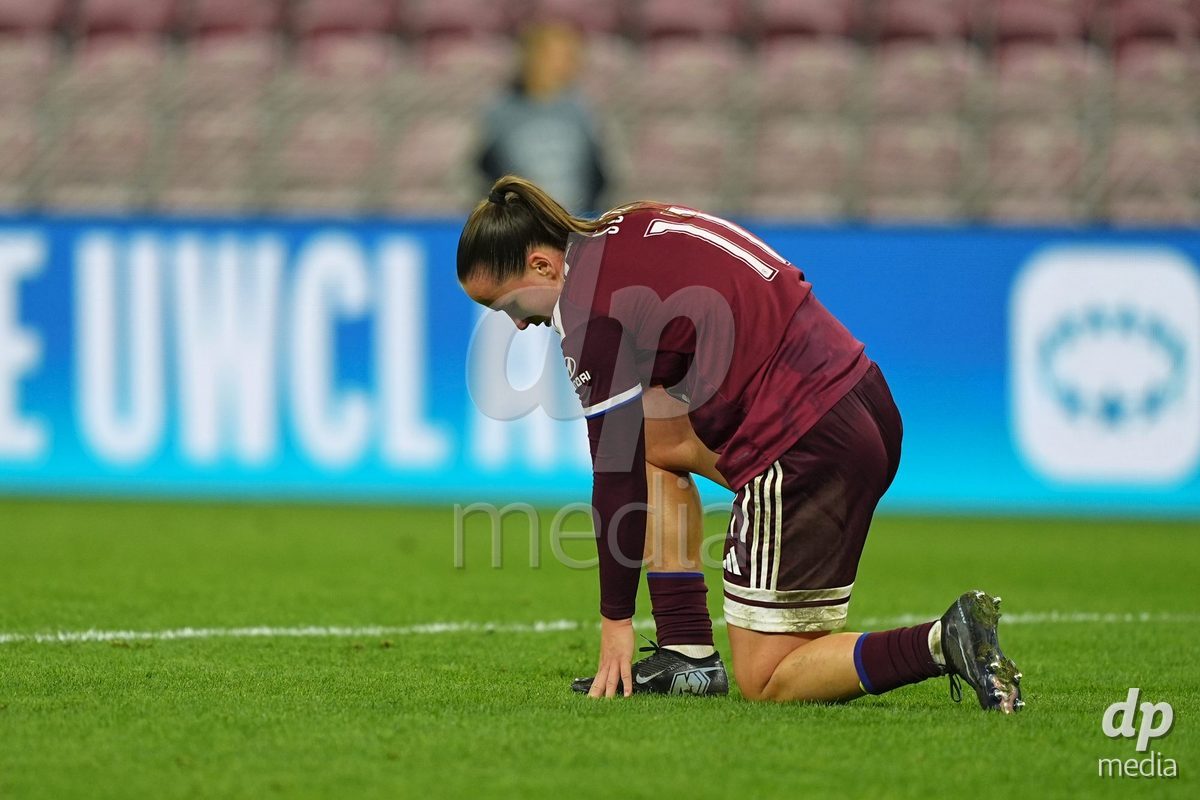 GENEVA, SWITZERLAND - OCTOBER 28: Magdalena Sobal of Servette FC Chenois Feminin on the pitch after a good chance during the UEFA Women's Champions League match between Servette FC Chenois Feminin and OH Leuven at Stade de Geneve on October 28, 2026 in Geneva, Switzerland.
