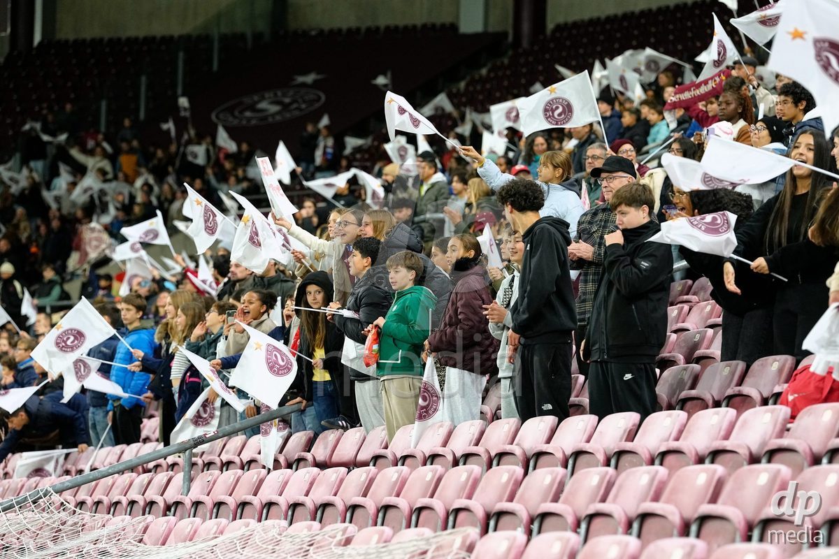 GENEVA, SWITZERLAND - OCTOBER 28: Fans of Servette FC Chenois Feminin after the UEFA Women's Champions League match between Servette FC Chenois Feminin and OH Leuven at Stade de Geneve on October 28, 2026 in Geneva, Switzerland.
