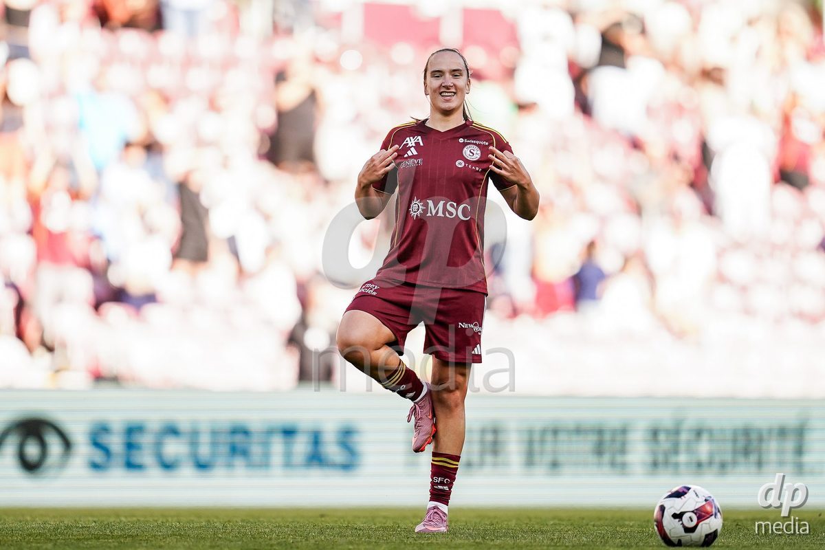 Switzerland: AXA Womens Super League 2025/26, FC Servette Chenois Feminin vs BSC YB Frauen - AWSL Final Second Leg - Stade de Geneve, Lancy: Magdalena Izabela Sobal of Servette FC Chenois Feminin celebrates the first team goal