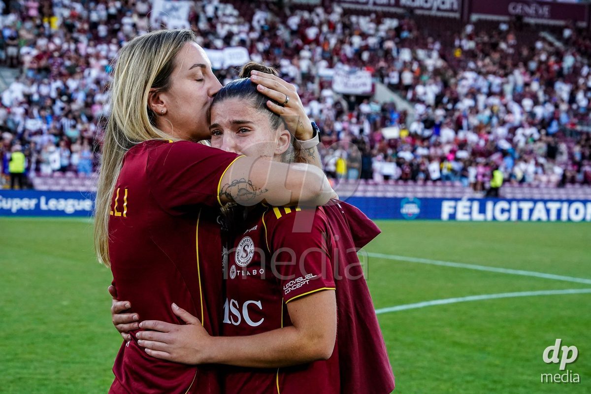 GENEVA, SWITZERLAND - MAY 29: Celebration of team Servette after winning the Final of the AXA Women's Super League match between Servette FC Chenois Feminin and BSC YB Frauen at Stade de Geneve on May 29, 2026 in Geneva, Switzerland.