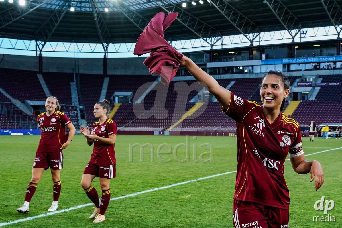 GENEVA, SWITZERLAND - MAY 29: Celebration of team Servette after winning the Final of the AXA Women's Super League match between Servette FC Chenois Feminin and BSC YB Frauen at Stade de Geneve on May 29, 2026 in Geneva, Switzerland.