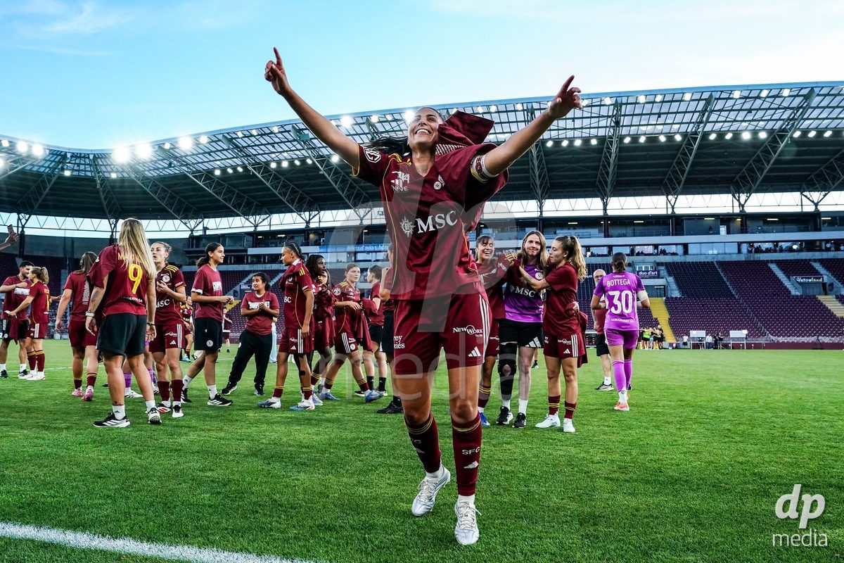 GENEVA, SWITZERLAND - MAY 29: Celebration of team Servette after winning the Final of the AXA Women's Super League match between Servette FC Chenois Feminin and BSC YB Frauen at Stade de Geneve on May 29, 2026 in Geneva, Switzerland.