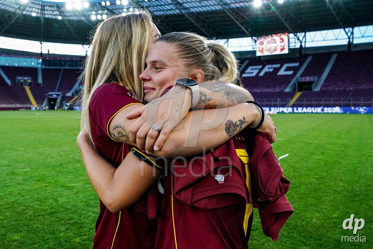 GENEVA, SWITZERLAND - MAY 29: Celebration of team Servette after winning the Final of the AXA Women's Super League match between Servette FC Chenois Feminin and BSC YB Frauen at Stade de Geneve on May 29, 2026 in Geneva, Switzerland.