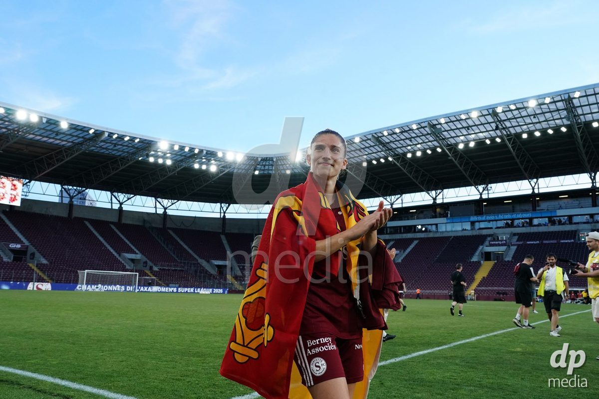 GENEVA, SWITZERLAND - MAY 29: Celebration of team Servette after winning the Final of the AXA Women's Super League match between Servette FC Chenois Feminin and BSC YB Frauen at Stade de Geneve on May 29, 2026 in Geneva, Switzerland.