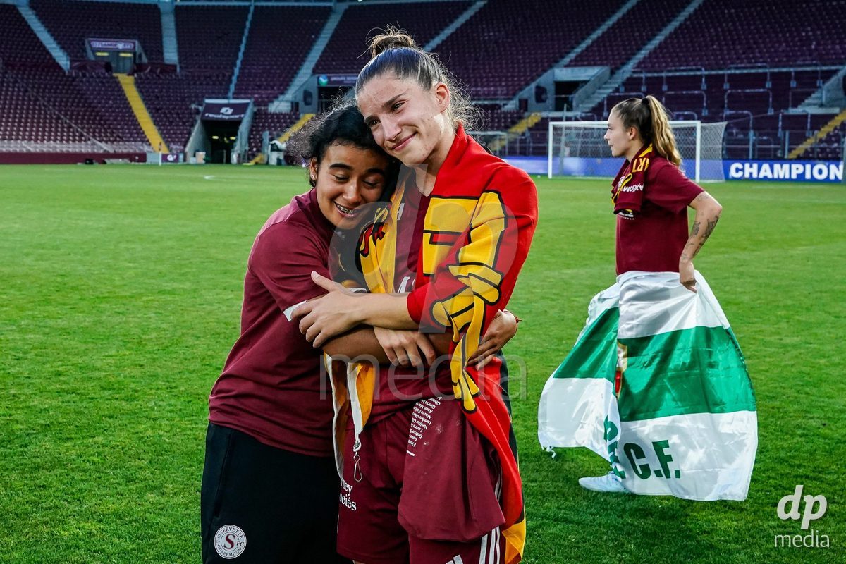 GENEVA, SWITZERLAND - MAY 29: Celebration of team Servette after winning the Final of the AXA Women's Super League match between Servette FC Chenois Feminin and BSC YB Frauen at Stade de Geneve on May 29, 2026 in Geneva, Switzerland.