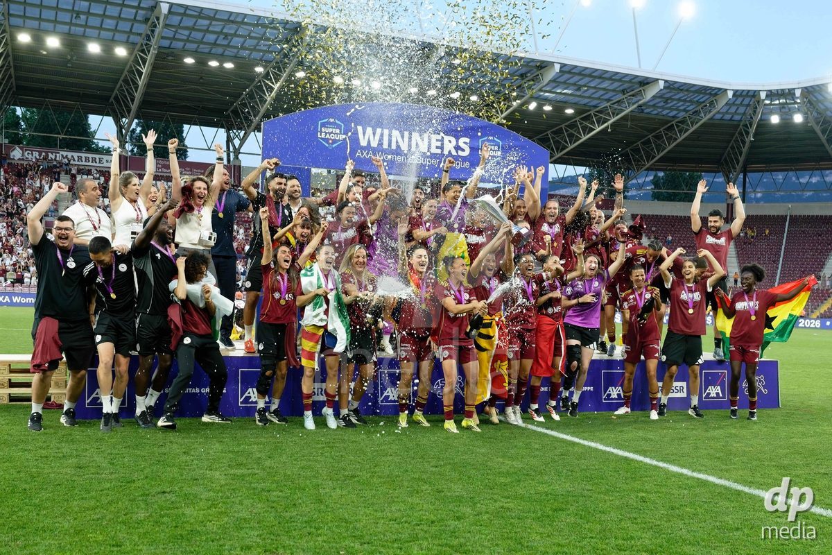 Geneva, Switzerland - May 29 : during the AWSL Final Second Leg match between Servette FC Chenois Feminin  and BSC YB Frauen  at Stade de Geneve on May 29 , 2026 in Geneva, Switzerland.