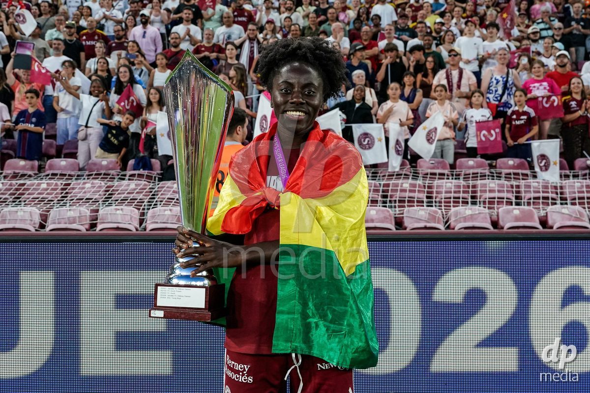 GENEVA, SWITZERLAND - MAY 29: Celebration of team Servette after winning the Final of the AXA Women's Super League match between Servette FC Chenois Feminin and BSC YB Frauen at Stade de Geneve on May 29, 2026 in Geneva, Switzerland.