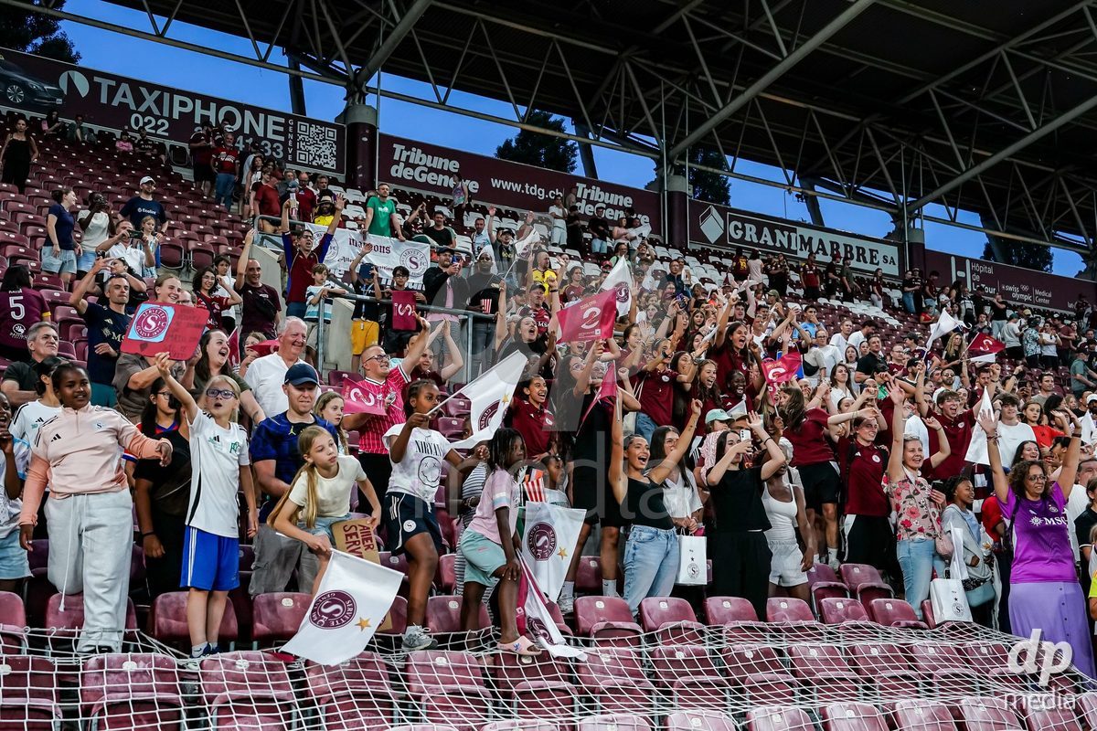 GENEVA, SWITZERLAND - MAY 29: Celebration of team Servette after winning the Final of the AXA Women's Super League match between Servette FC Chenois Feminin and BSC YB Frauen at Stade de Geneve on May 29, 2026 in Geneva, Switzerland.