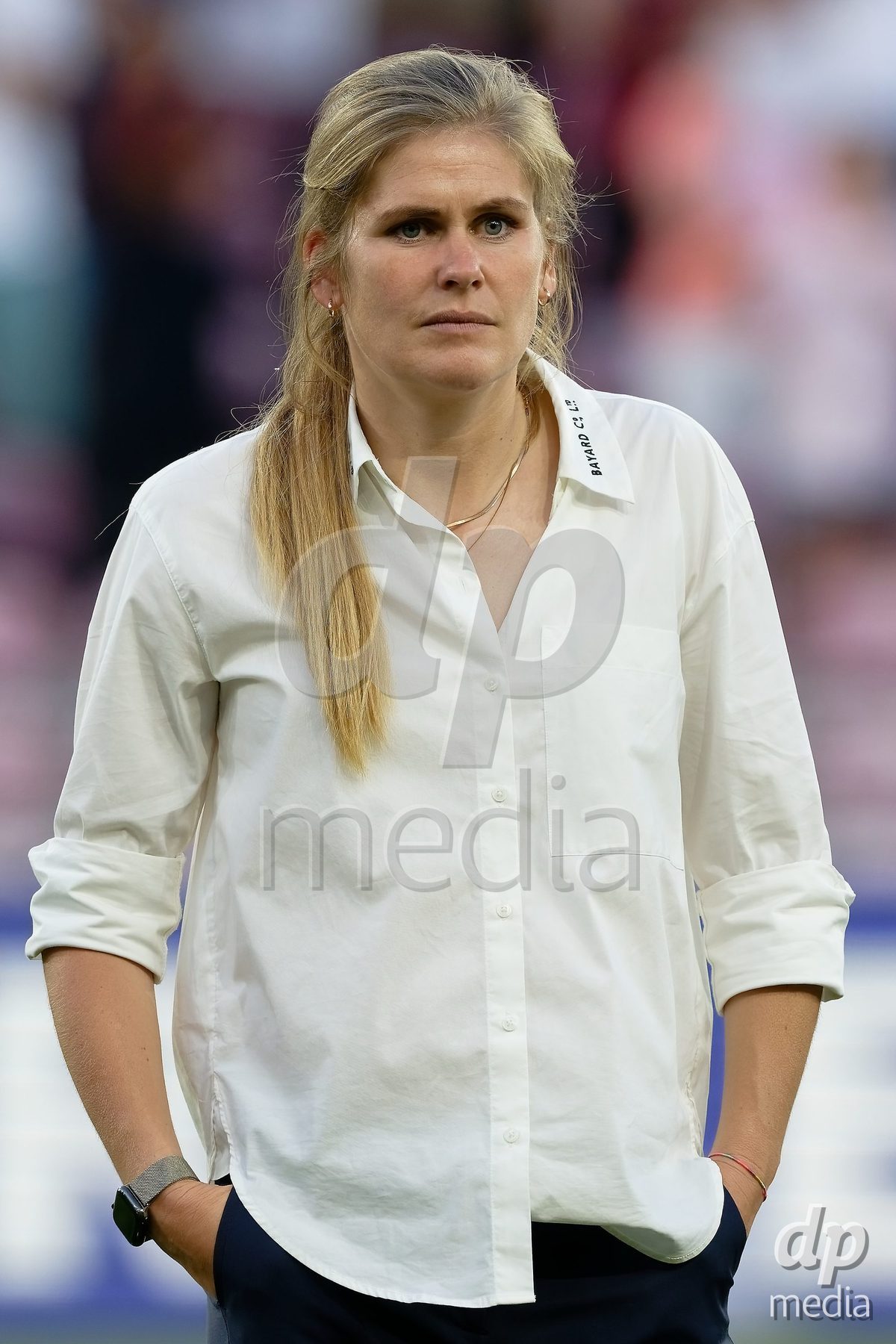 Geneva, Switzerland - May 29 : Imke Annita Wubbenhorst Head Coach of BSC YB Frauen looks dejected after losing the final during the AWSL Final Second Leg match between Servette FC Chenois Feminin  and BSC YB Frauen  at Stade de Geneve on May 29 , 2026 in Geneva, Switzerland.