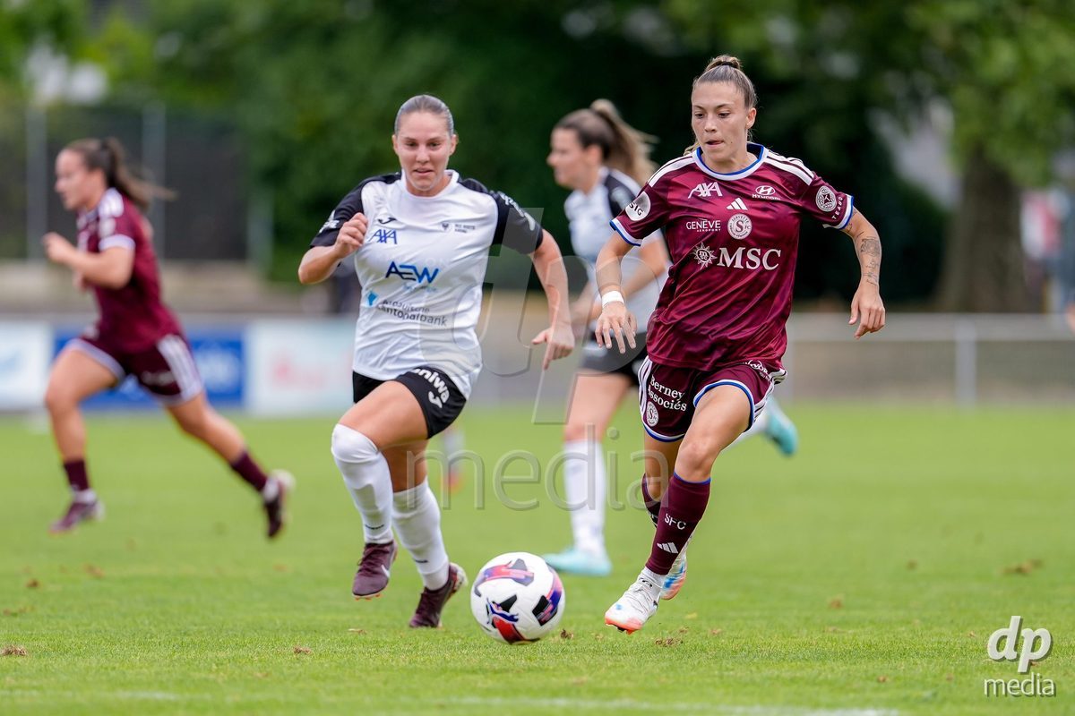 Switzerland: AXA Womens Super League 2026/27, Servette FC Chenois Feminin vs FC Aarau Frauen - Stade des Trois-Chene, Chene-Bourg: Asun Martinez (Asun Martínez) (Servette FC Chenois Feminin), right, in action.