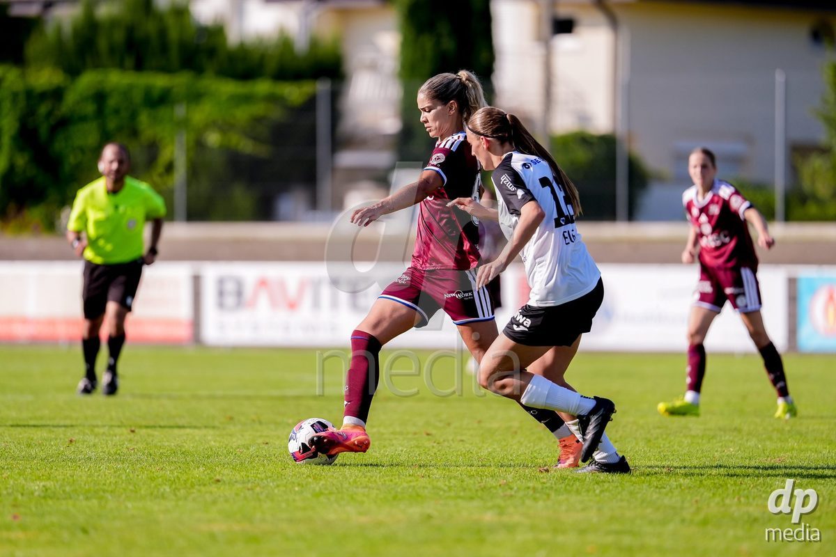 Switzerland: AXA Womens Super League 2026/27, Servette FC Chenois Feminin vs FC Aarau Frauen - Stade des Trois-Chene, Chene-Bourg: Stefanie Da Eira (Stéfanie Da Eira) (Servette FC Chenois Feminin), left, in action.