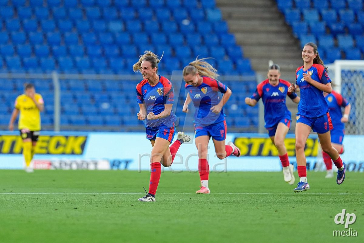 Switzerland: AXA Womens Super League 2026/27, FC Basel 1893 vs BSC YB Frauen - St. Jakob-Park, Basel: Alice Berti (19 FC Basel 1893) celebrating after scoring teams first goal