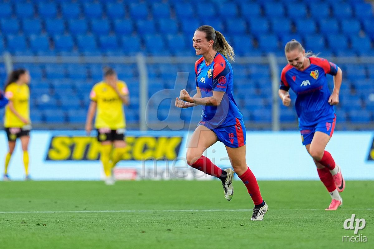 Switzerland: AXA Womens Super League 2026/27, FC Basel 1893 vs BSC YB Frauen - St. Jakob-Park, Basel: Alice Berti (19 FC Basel 1893) celebrating after scoring teams first goal