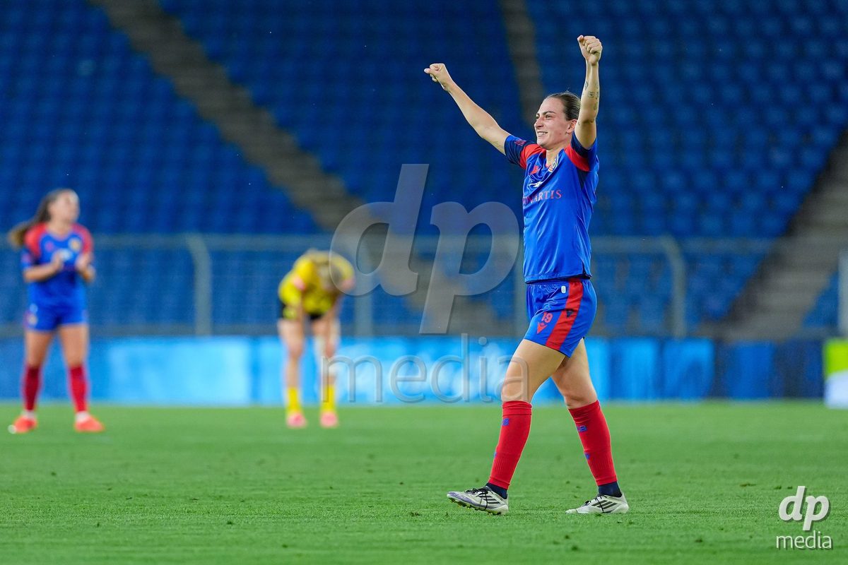Switzerland: AXA Womens Super League 2026/27, FC Basel 1893 vs BSC YB Frauen - St. Jakob-Park, Basel: Alice Berti (19 FC Basel 1893) celebrating after winning the match
