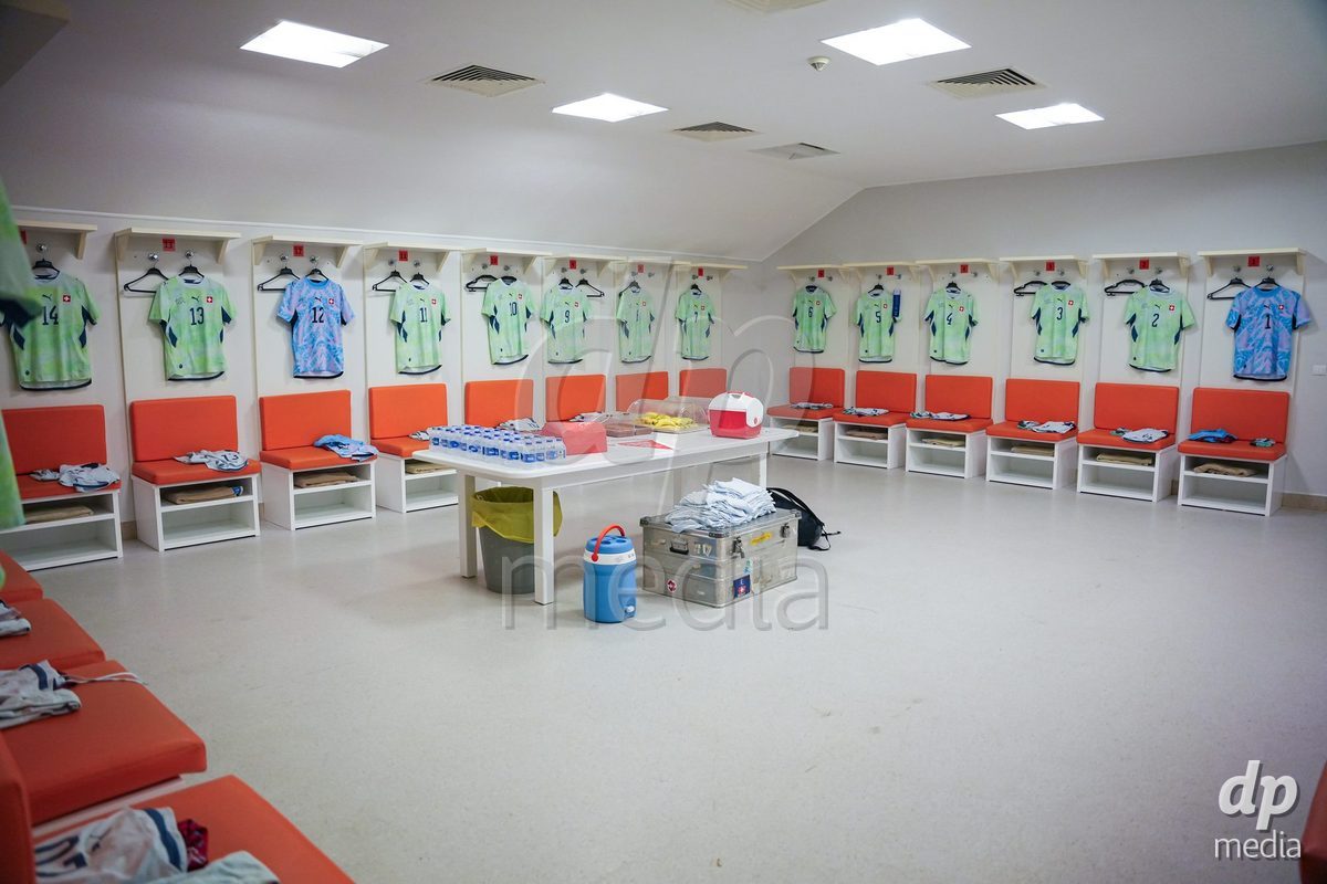 SIDE, TURKIYE - OCTOBER 31: General view inside the dressind room of Switzerland prior to the International Friendly tournament football match between Portugal U16 and Switzerland U16 at Emirhan Sport Complex on October 31, 2026 in Side, Turkiye.