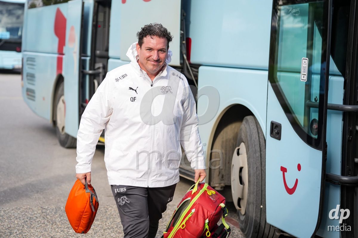 SIDE, TURKIYE - OCTOBER 31: Staff members of Switzerland arrive prior to the International Friendly tournament football match between Portugal U16 and Switzerland U16 at Emirhan Sport Complex on October 31, 2026 in Side, Turkiye.