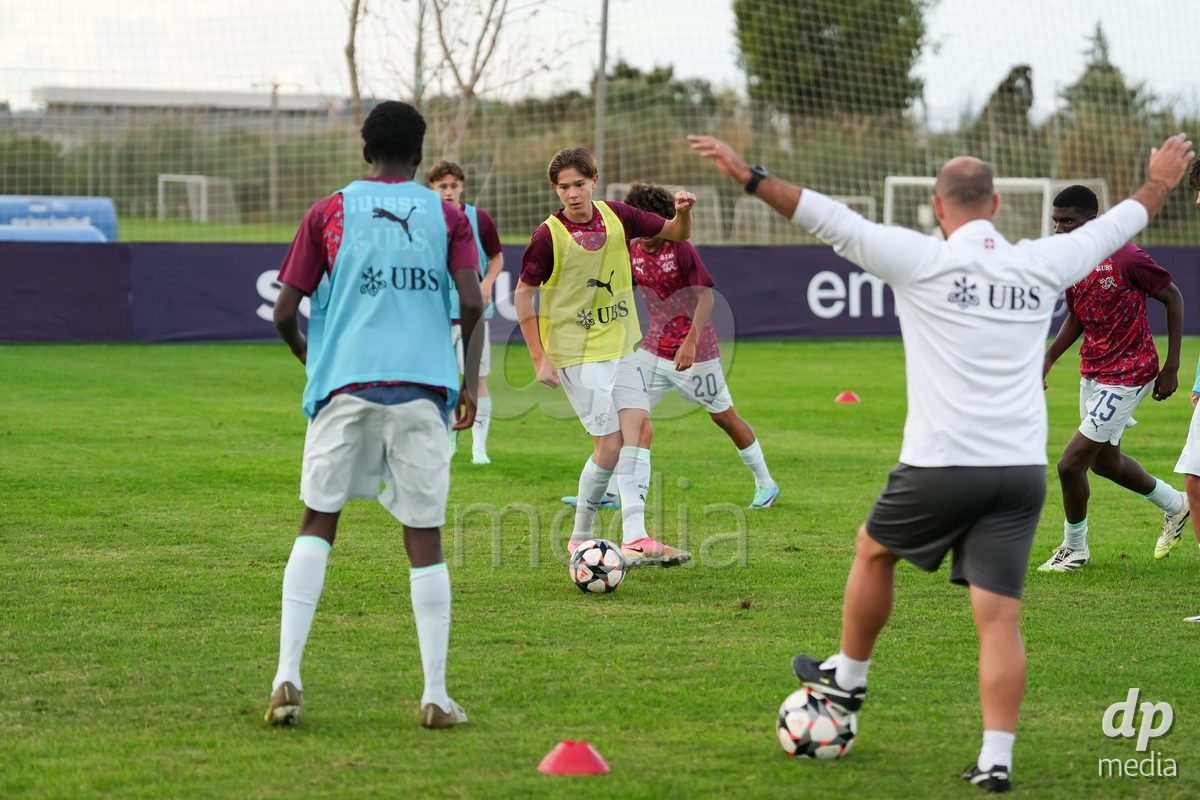 SIDE, TURKIYE - OCTOBER 31: Players of Switzerland during warm up prior to to the International Friendly tournament football match between Portugal U16 and Switzerland U16 at Emirhan Sport Complex on October 31, 2026 in Side, Turkiye.