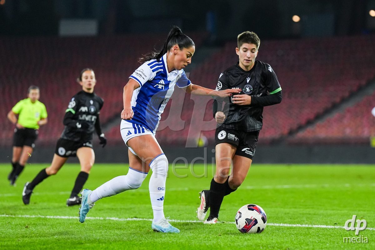 ZURICH, SWITZERLAND - OCTOBER 31: Qendresa Krasniqi of GC Frauenfussball (L) goes forward with the ball during the AXA Women's Super League match between GC Frauenfussball and Yverdon Sport Women at Letzigrund on October 31, 2026 in Zurich, Switzerland. (Photo by Daniela Porcelli/DP Media)